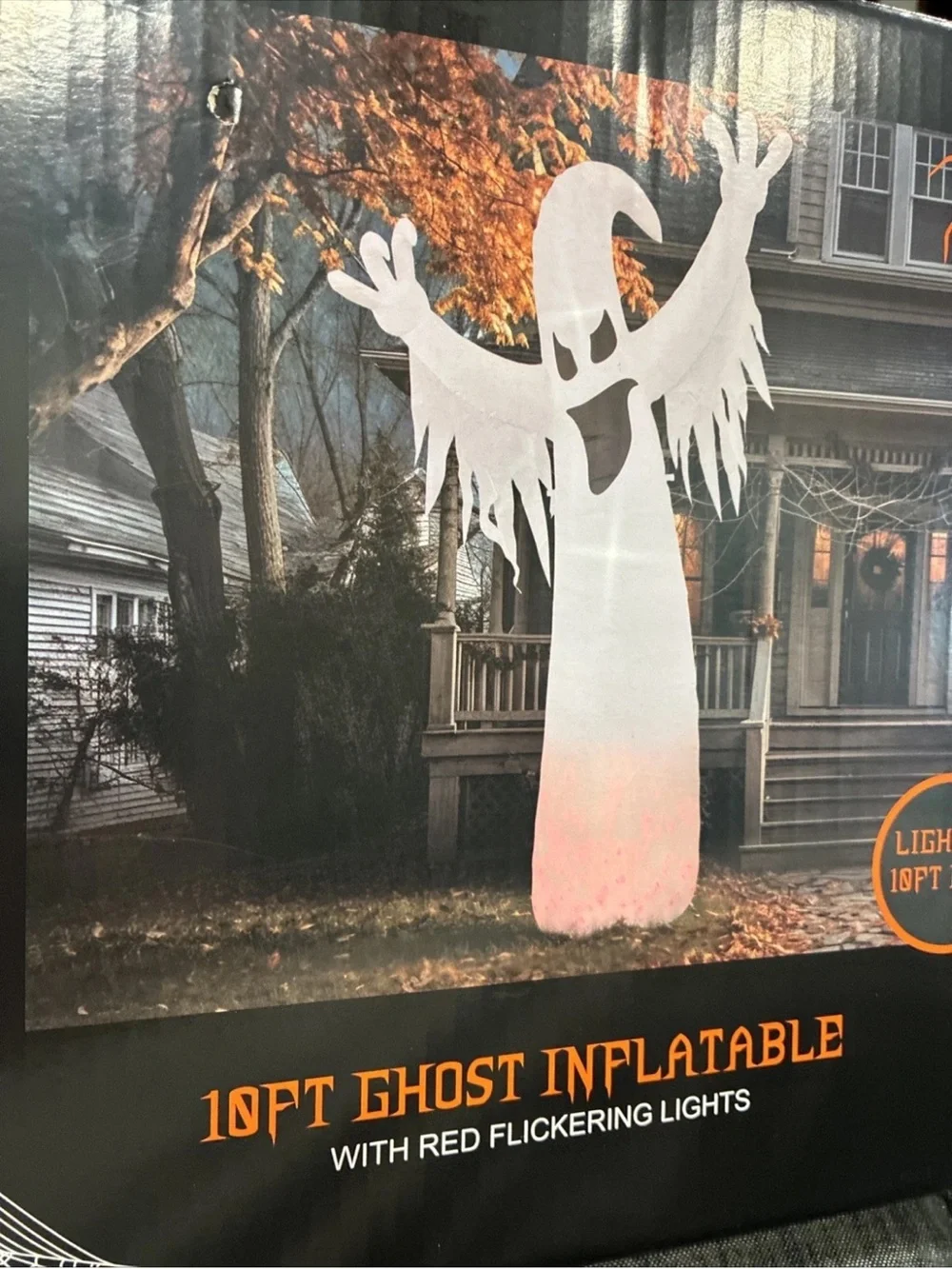 10ft White Ghost Inflatable with Red Flickering Lights - Halloween Decoration